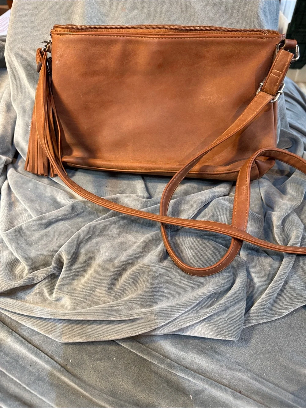 Nicole Miller Tan Stud-Accent Crossbody Bag
